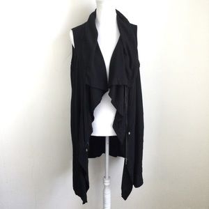 Soft Surroundings Vest Draped Drawstring Zip Up